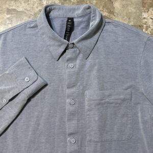 Lululemon Shirt Mens Large Blue Commission Long Sleeve Button Stretch Office